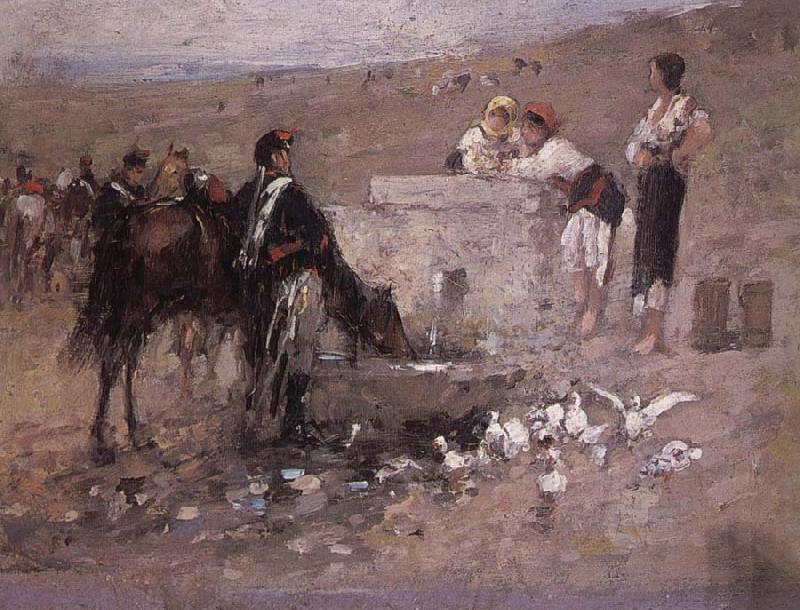 Nicolae Grigorescu Girls and Young Men by the Well Sweden oil painting art
